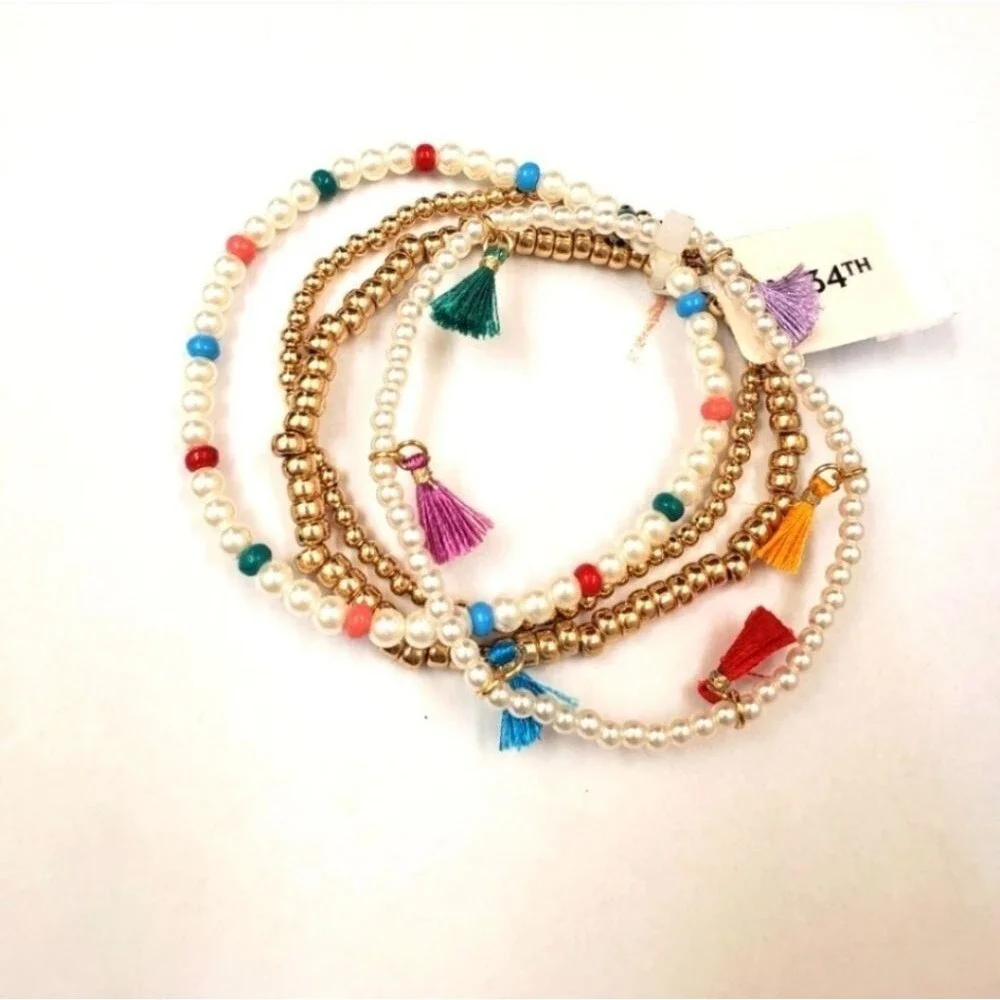 Colorful Beaded Bracelets with Tassels